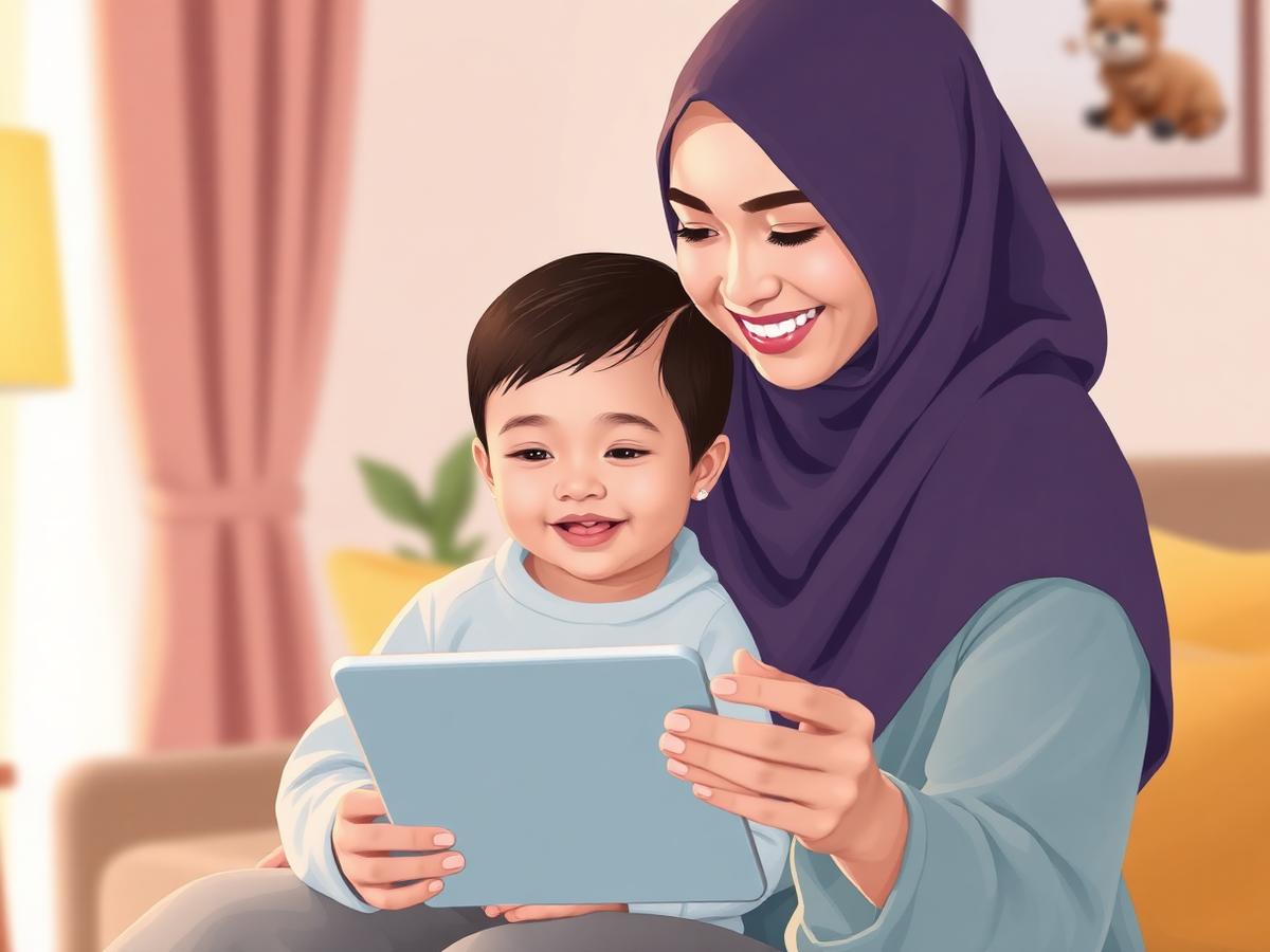Ibu dan anak belajar bersama